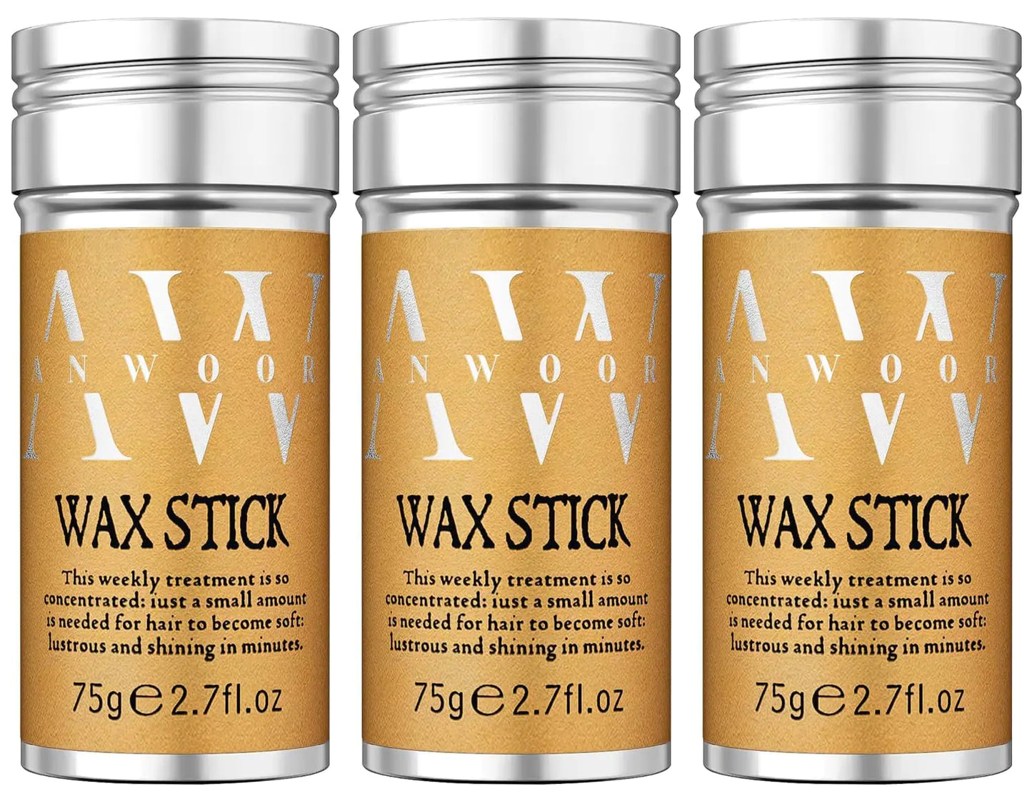 AnWoor Hair Wax Stick, 3PCS - Wax stick for Hair Wigs Edge Control, Hair Wax Stick for Flyaways, Taming Frizz, Hair Styling Slick Stick for Pomade & No-Greasy - 2.7 Oz 2.7 Ounce (Pack of 3)