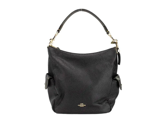 Coach Pennie Black Pebbled Leather Shoulder Bag Crossbody Handbag