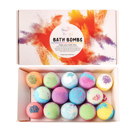 Bath Bombs 14 Pieces Of Explosive Salt Ball Gift Box With Various Fragrance Bath Balls Bubble Bath Bomb for Women