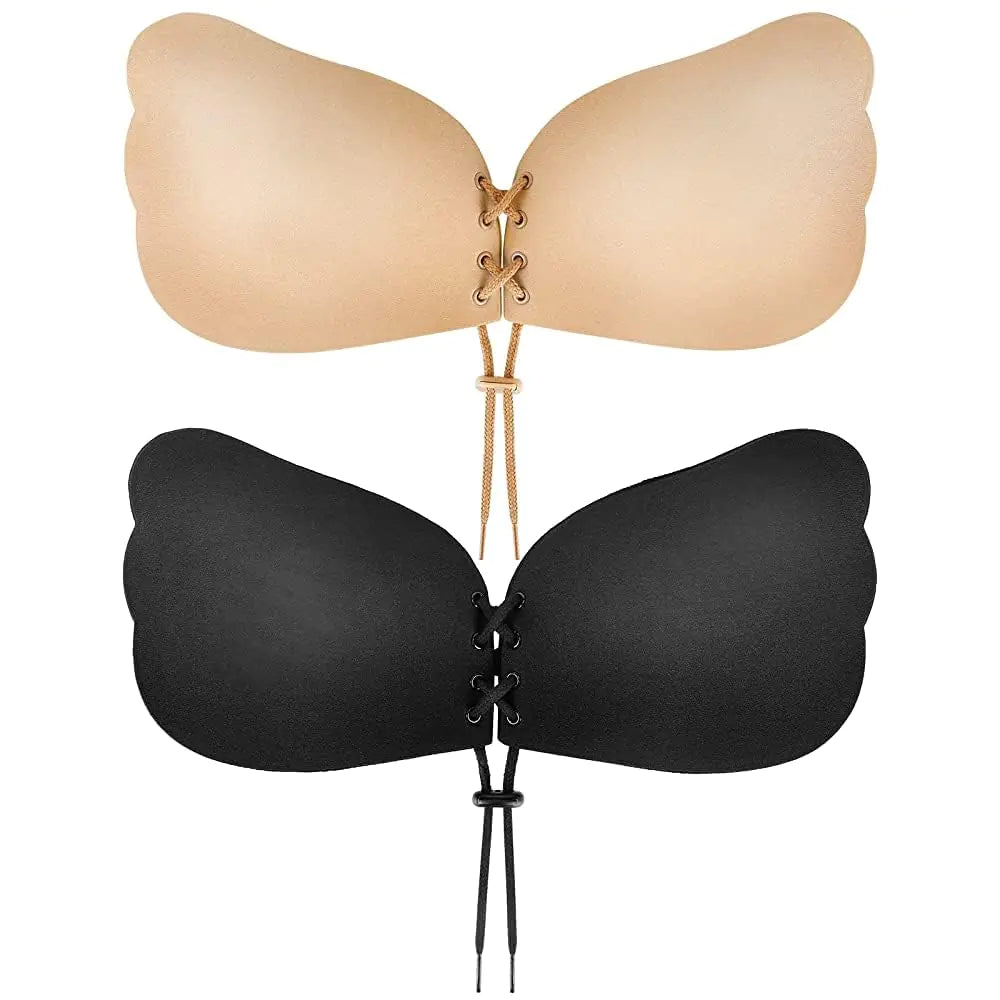 Sticky Bra, Backless Strapless Bra Push Up, Adhesive Invisible Lift Up Bras 2 Pairs DD