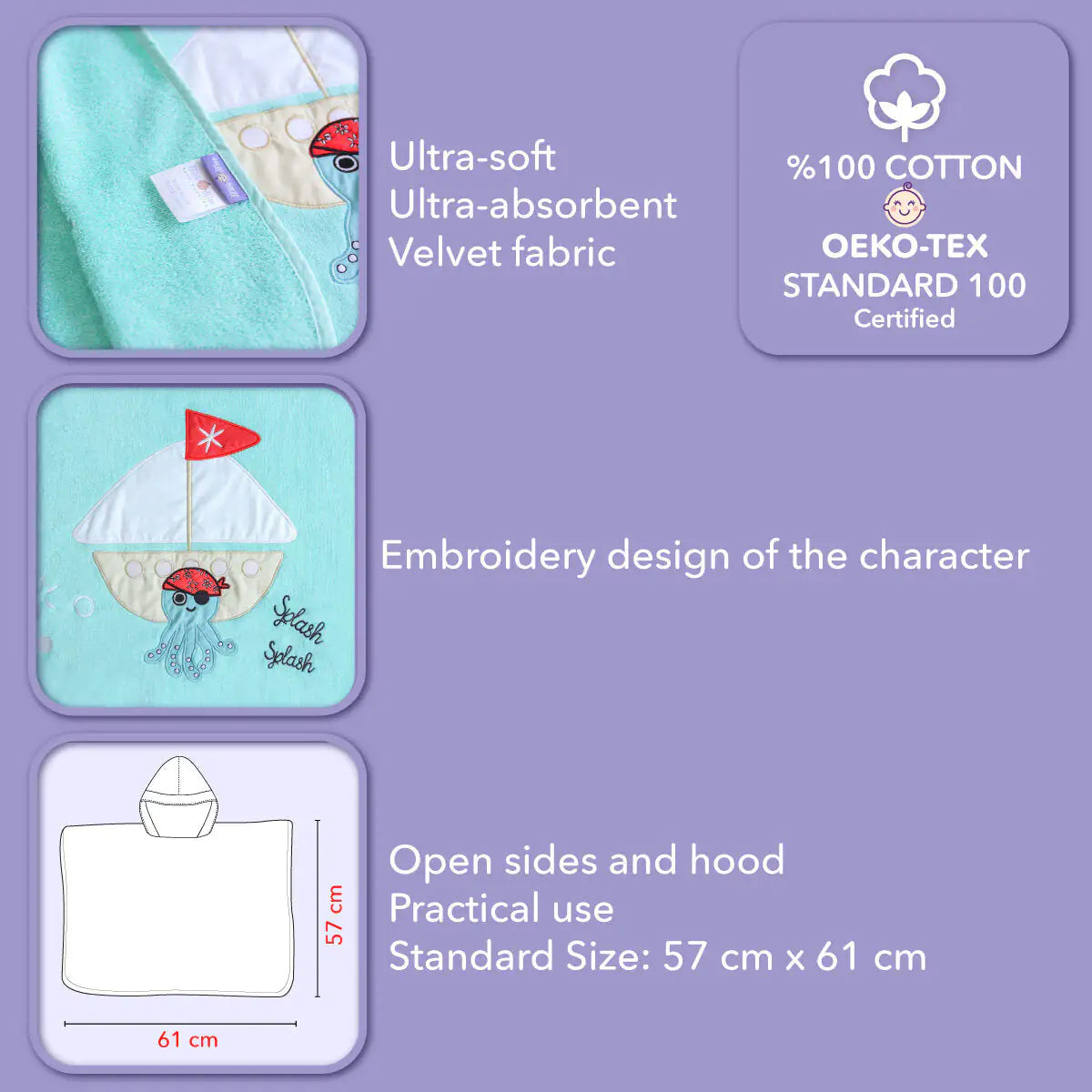 Milk&Moo Kids Poncho Sailor Octopus