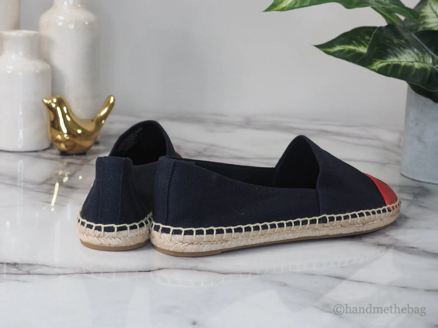 Tory Burch Recycled Canvas Navy Red Colorblock Espadrilles