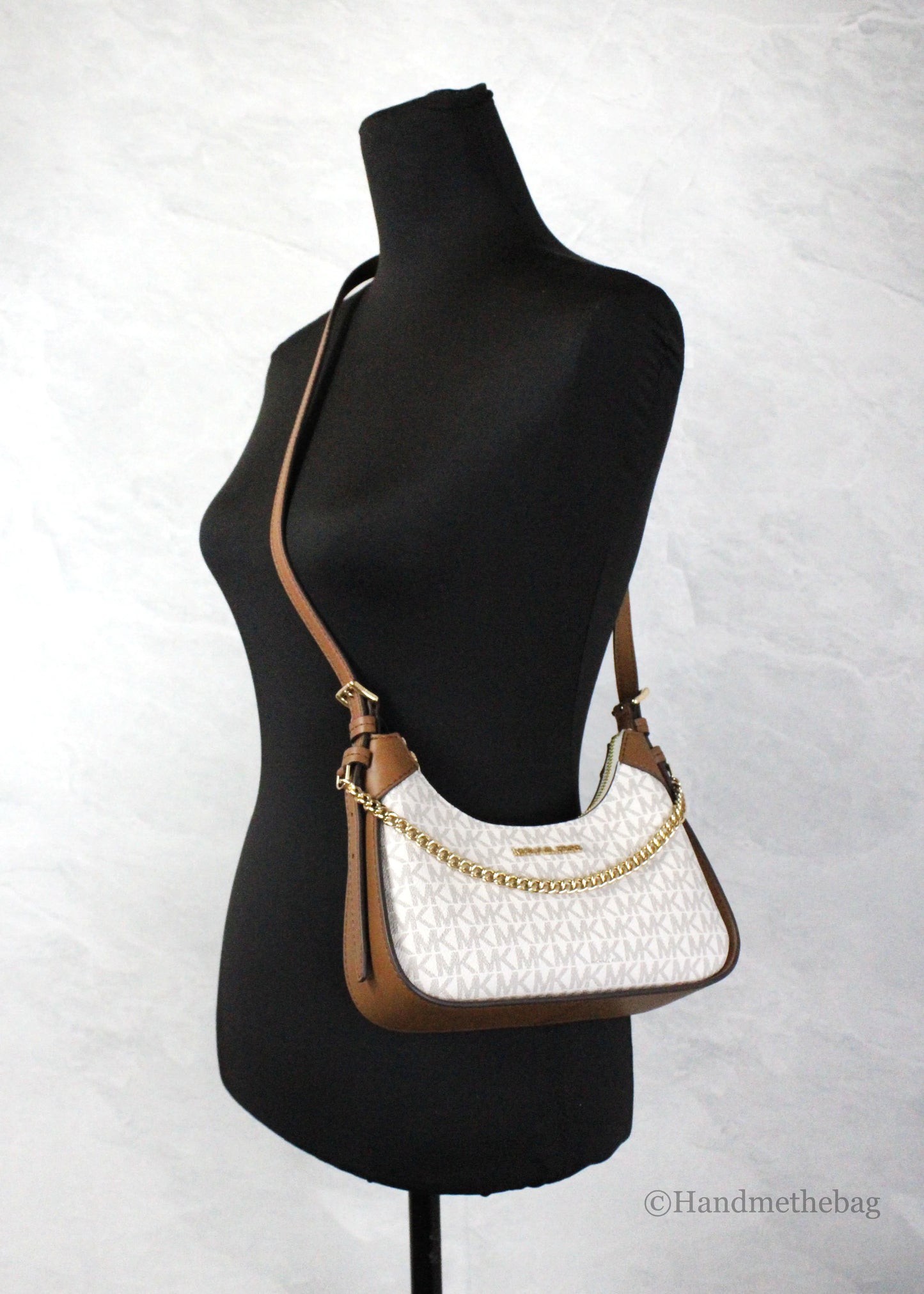 Michael Kors Wilma Small Vanilla PVC Chain Crossbody Bag