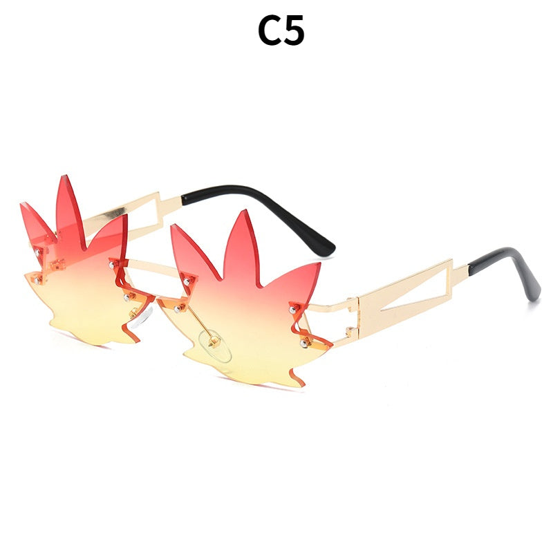 Fashion Personality Leaf Flat Glasses