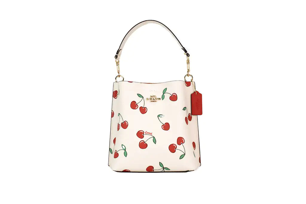 Coach Mollie 22 Small Heart Cherry Coated Canvas Bucket