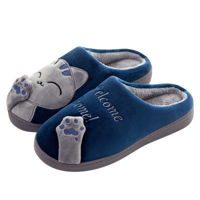 Winter Home Slippers Cartoon Cat Shoes Non-slip Soft Winter Warm House Slippers