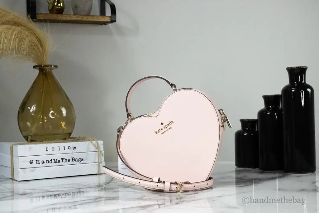 Kate Spade Love Shack Chalk Pink Saffiano Leather Top Handle Heart Crossbody Handbag