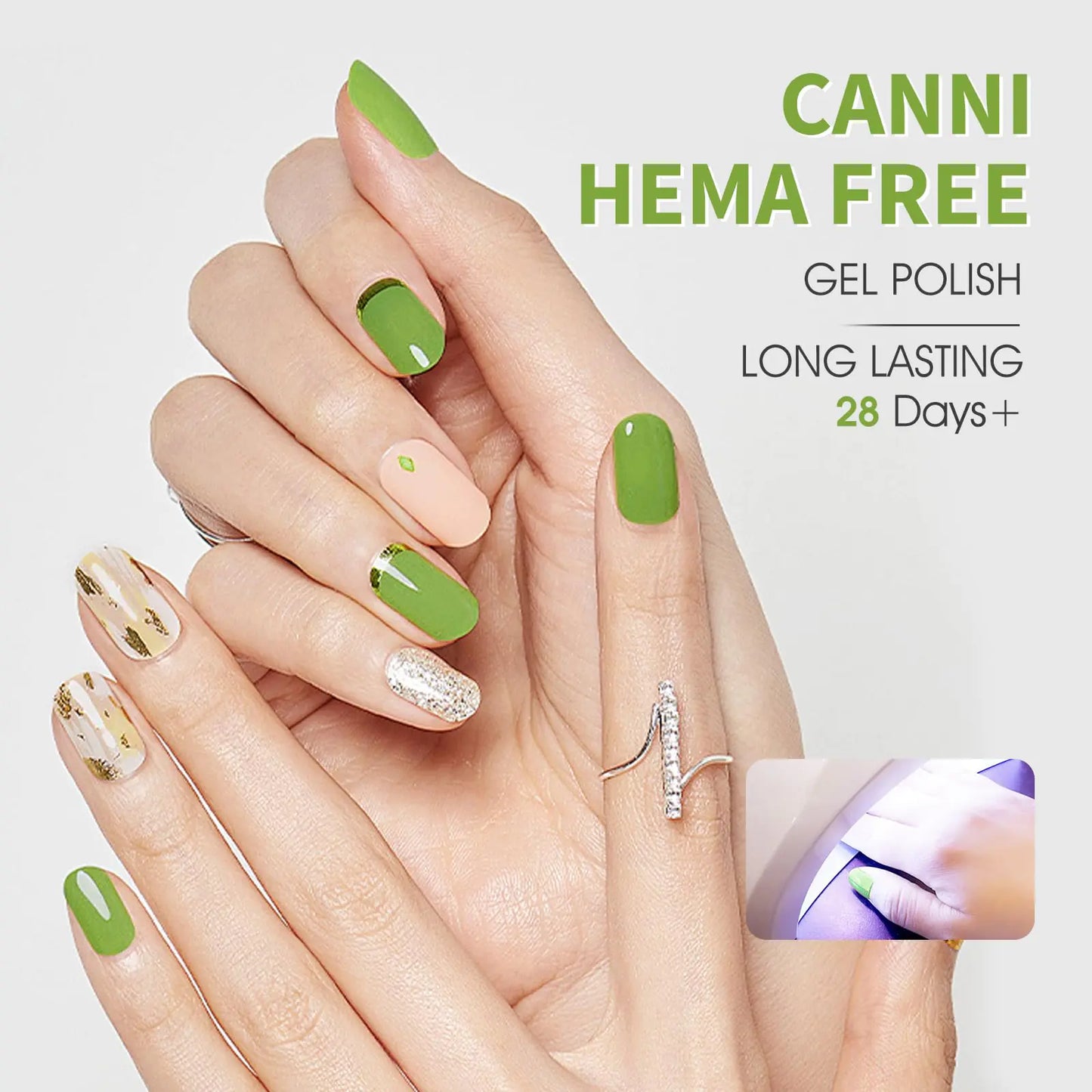 CANNI Green Gel Nail Polish, 1Pcs Pastel Lime Sage Light Green Gel Polish Bringt Mint Green Color Nail Polish Gel High Gloss Soak Off U V Gel Nail French Nail Manicure Salon DIY