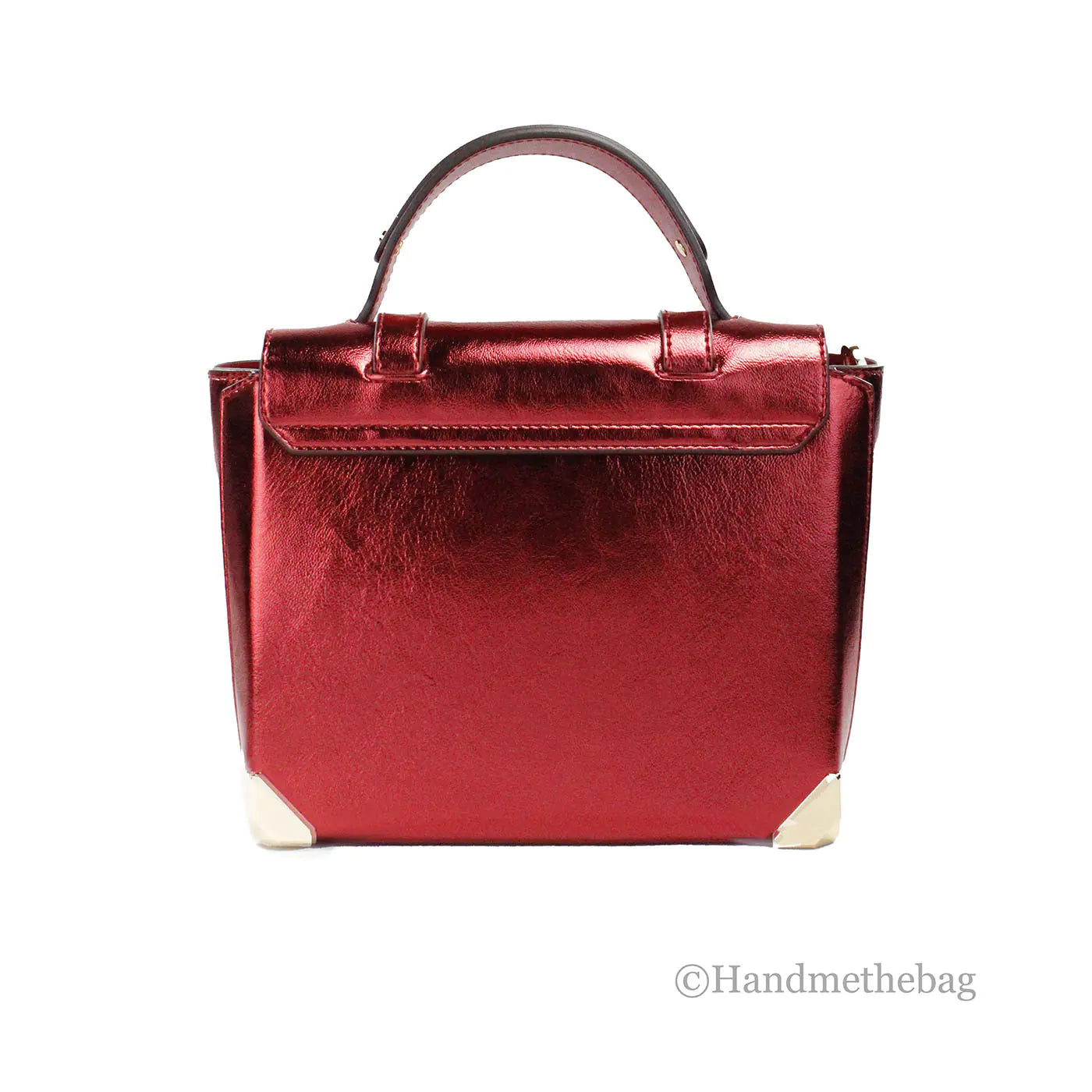 Michael Kors Manhattan Medium Metallic Crimson Convertible Satchel