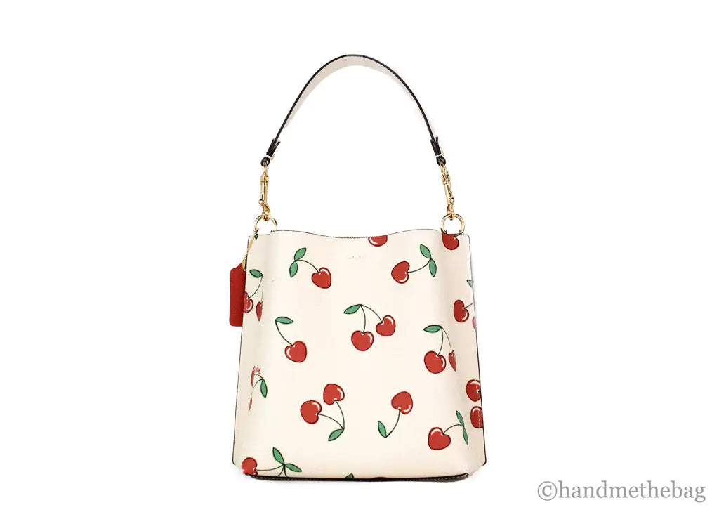 Coach Mollie 22 Small Heart Cherry Coated Canvas Bucket