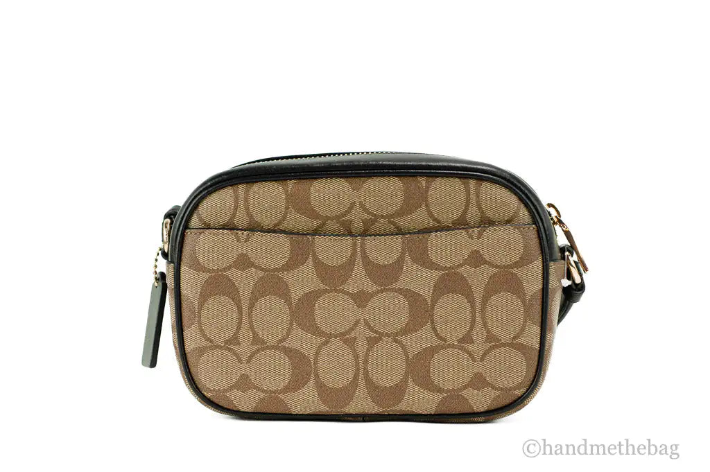 Coach (C9926) Jamie Mini Khaki Black Coated Canvas Camera Crossbody Handbag