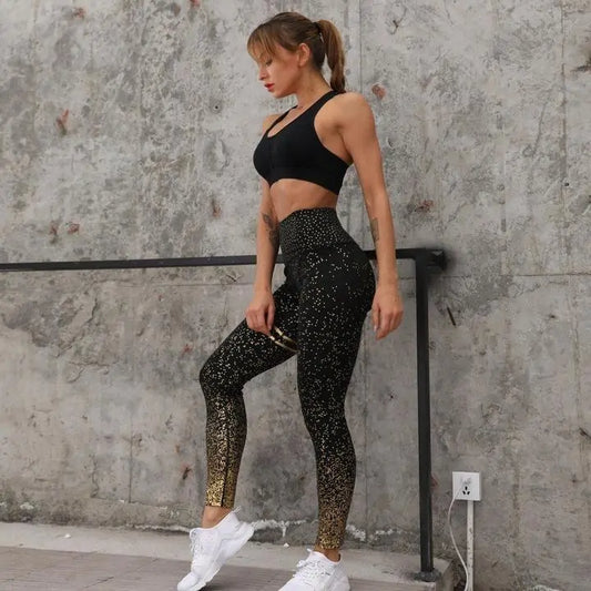 High Waisted Glittered Workout Leggings