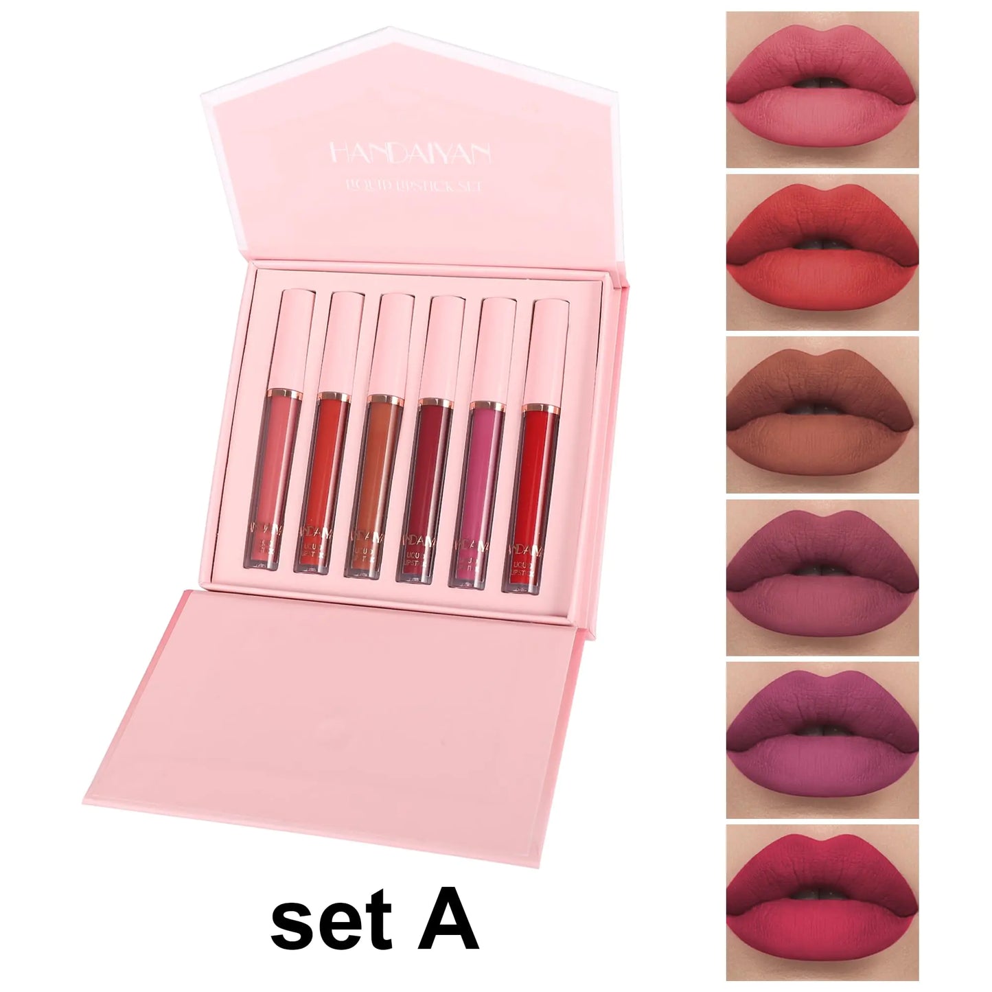 BestLand 6Pcs Matte Liquid Lipstick Makeup Set, Matte liquid Long-Lasting Wear Non-Stick Cup Not Fade Waterproof Lip Gloss (Literary Allure Gift Set B) Literary Allure Gift Set B