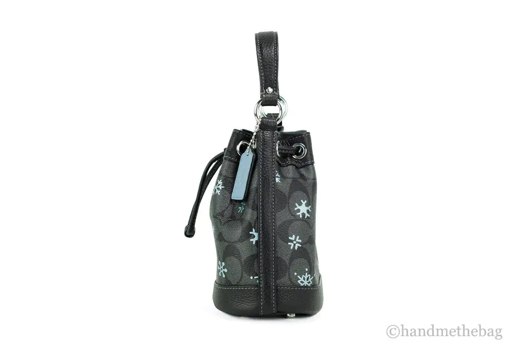 Coach Dempsey 15 Small Snowflake Black Coated Canvas Bucket