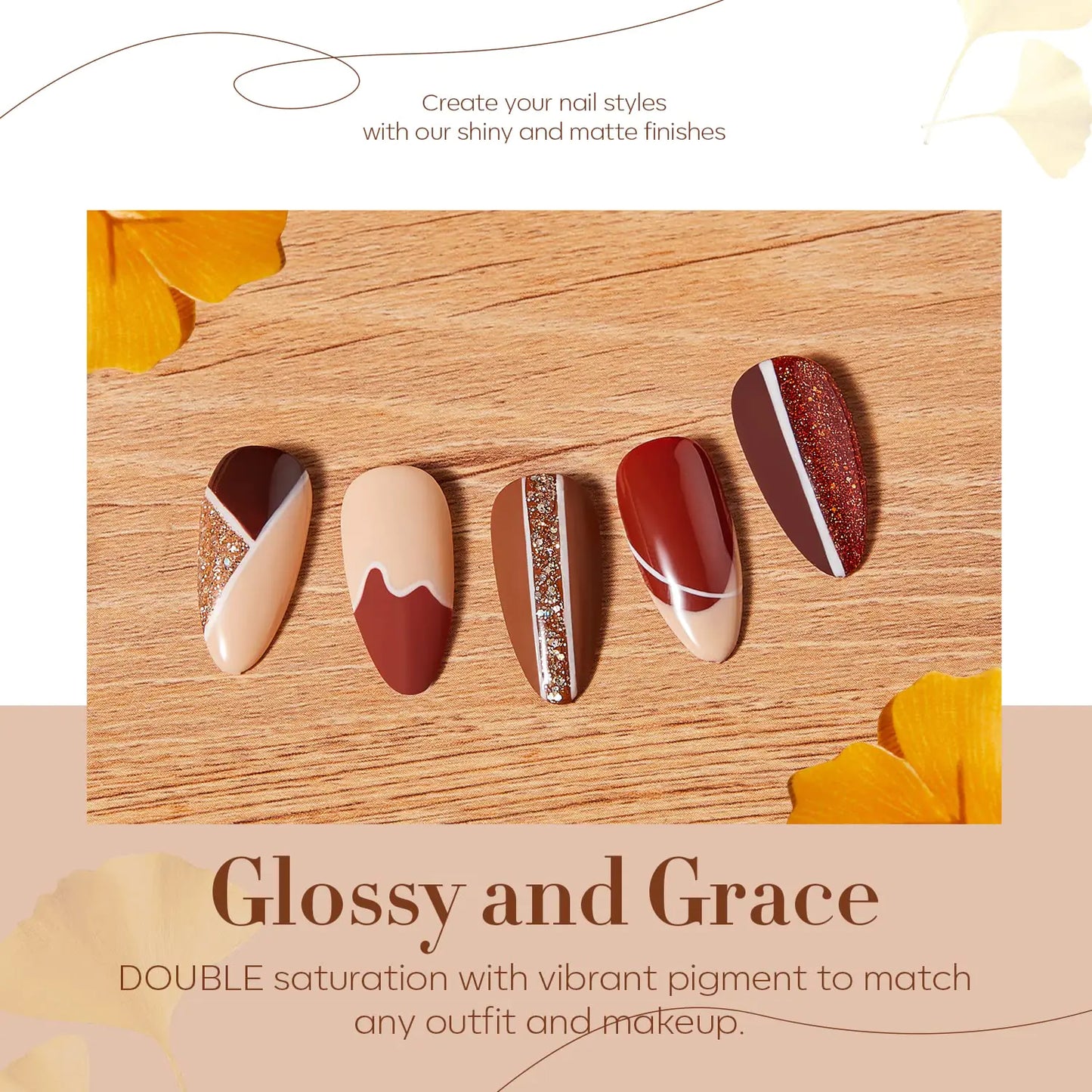 modelones Nail Polish Set, Fall Winter 6 Colors Nail Polish Kit Gold Glitter Brown Quick Dry Nail Polish Manicure DIY Nail Art Salon Home Gift For Women A3 A-Fall Queen