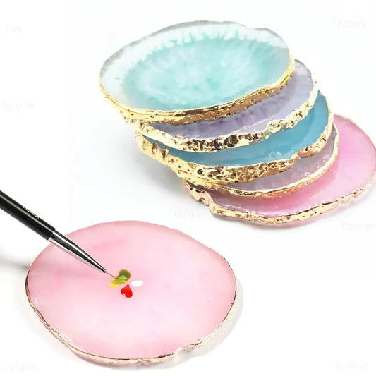 Round Resin Agate Stone Nail Color Palette Gel Polish