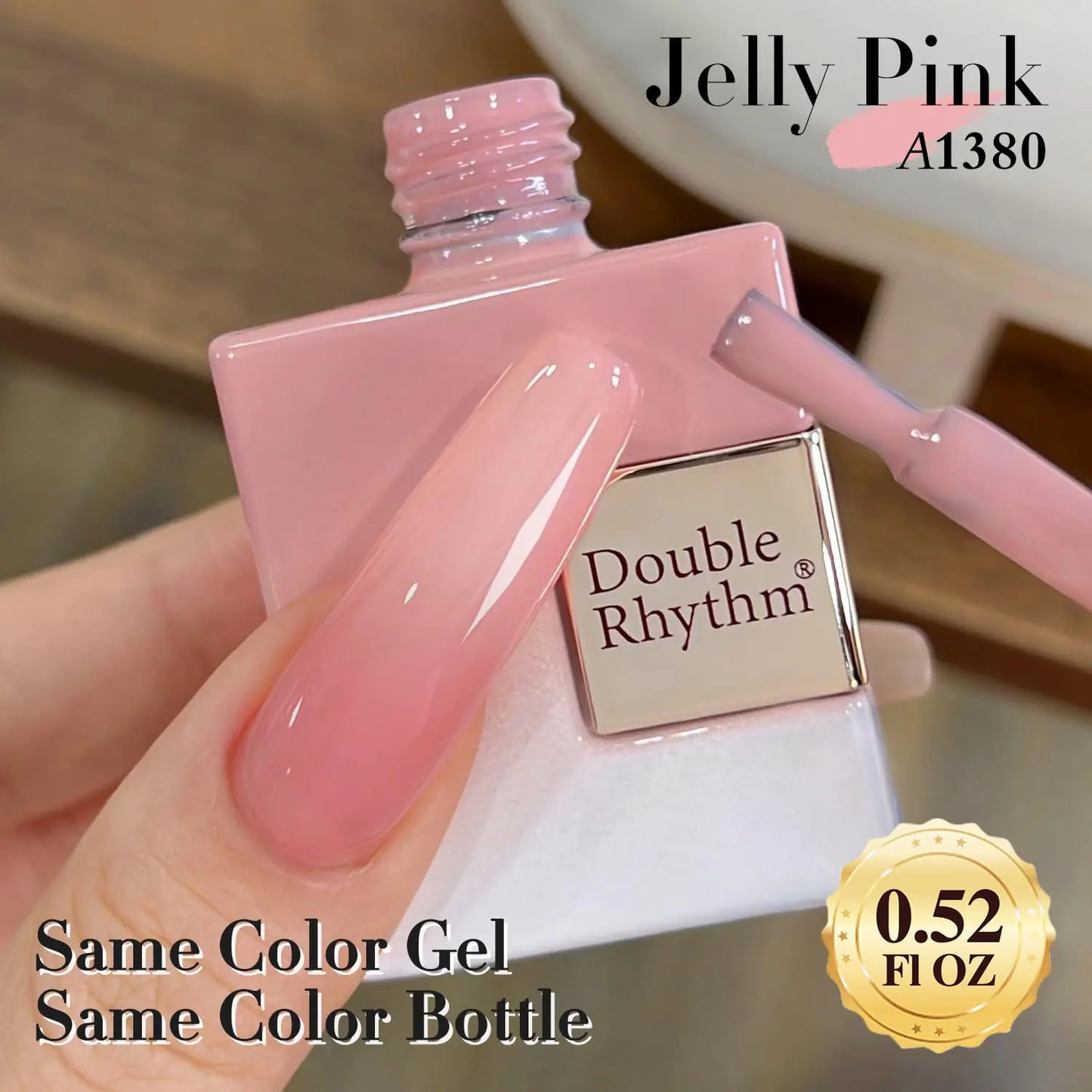 Double Rhythm Translucent Gel Polish Sheer Neutral Natural Light Milky Same Color Same Bottle 15ML Jelly Nail Polish Nail Art DIY at Home (Milky Rose Pink-A1380)