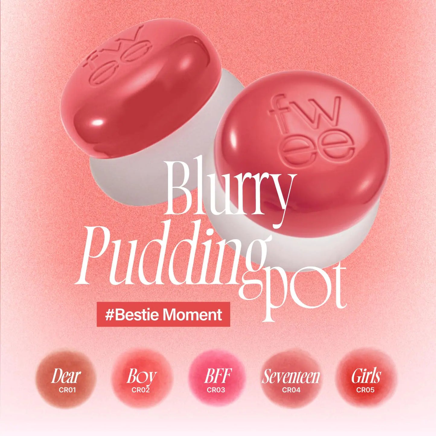 Lip&Cheek Blurry Pudding Pot | Bestie Moment - Boy | Makeup Blush, Buildable Lightweight, Multi-Use Soft Matte Finish | 5g