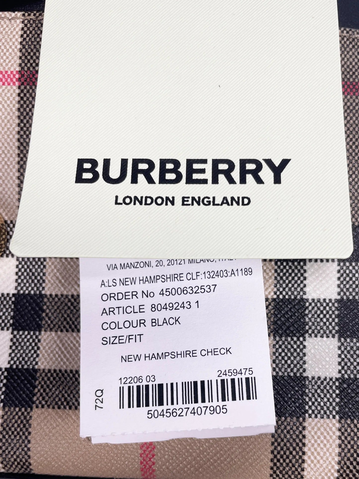 Burberry Small New Hampshire Check Black Crossbody