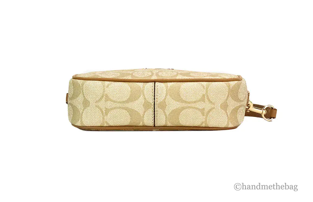 Coach Jamie Mini Light Khaki Saddle Signature Wristlet Bag