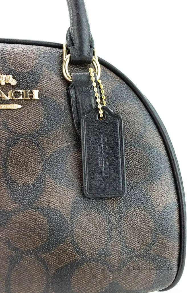 Coach (CA591) Sydney Small Brown Black Signature Coated Canvas Satchel Handbag