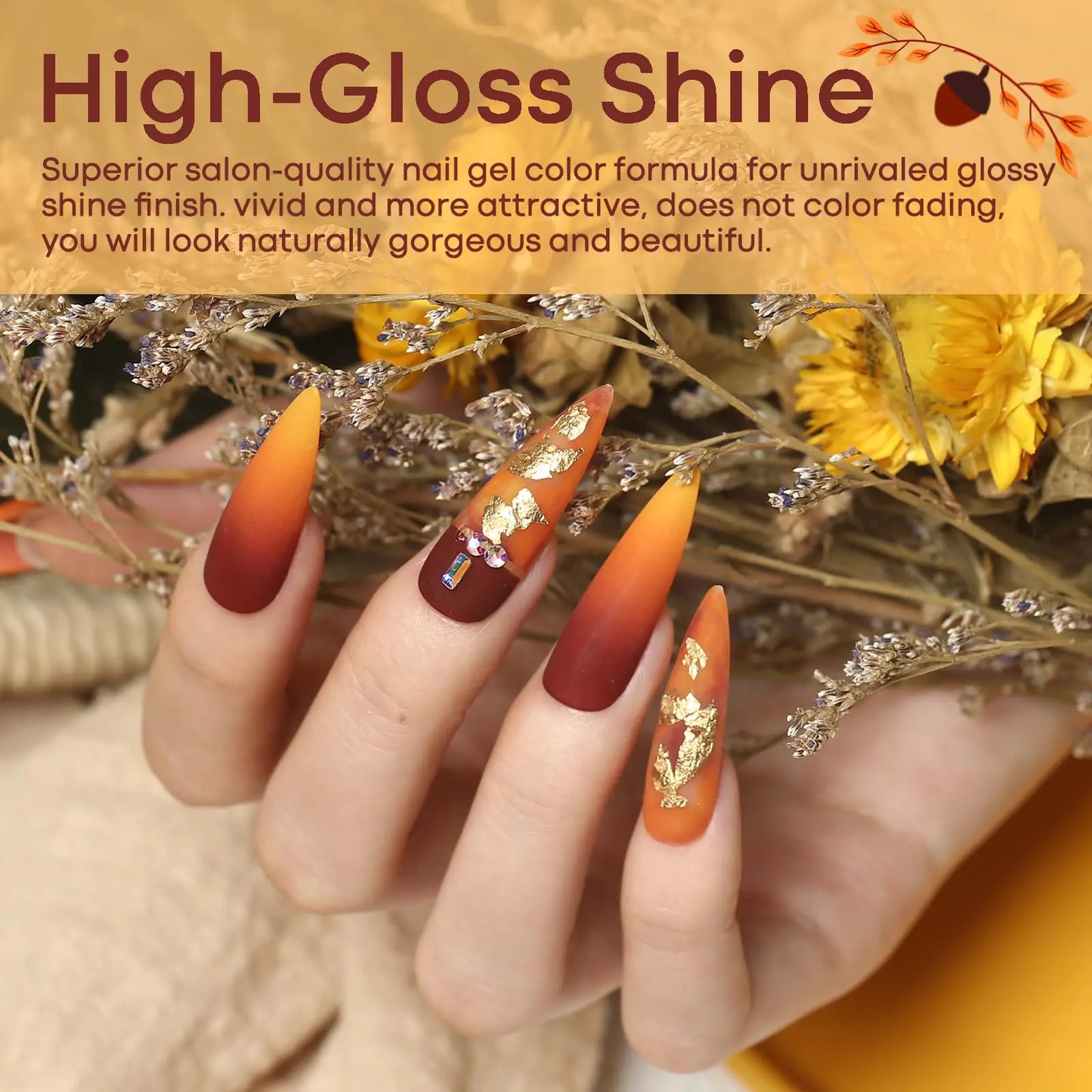 modelones Gel Nail Polish Set- 6 Colors Thanksgiving Day Orange Yellow Nail Polish Color Changing Gel Polish Kit Gray Black Nail Gel Kit Soak Off LED Nail Art Gifts DIY Salon Home A2 Thanksgiving