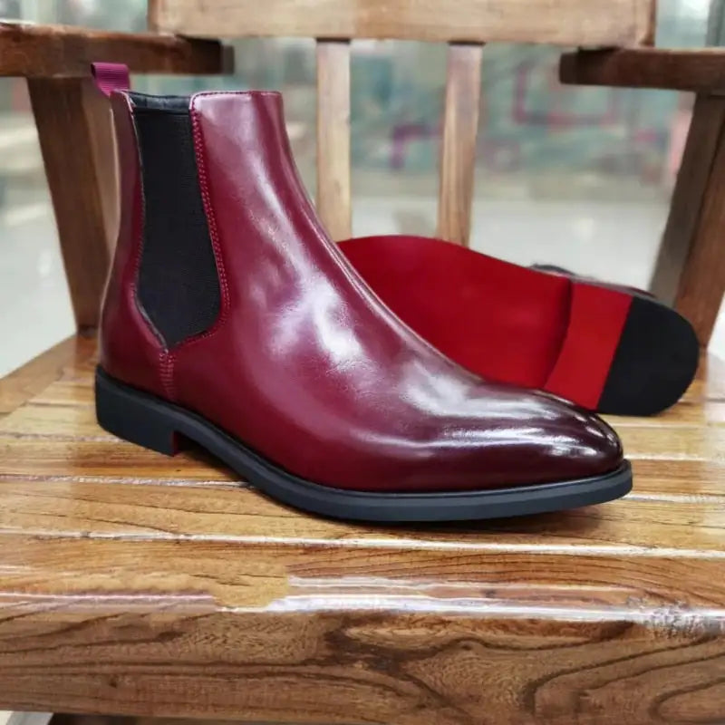 Rossone Red Bottom Chelsea Leather Boots