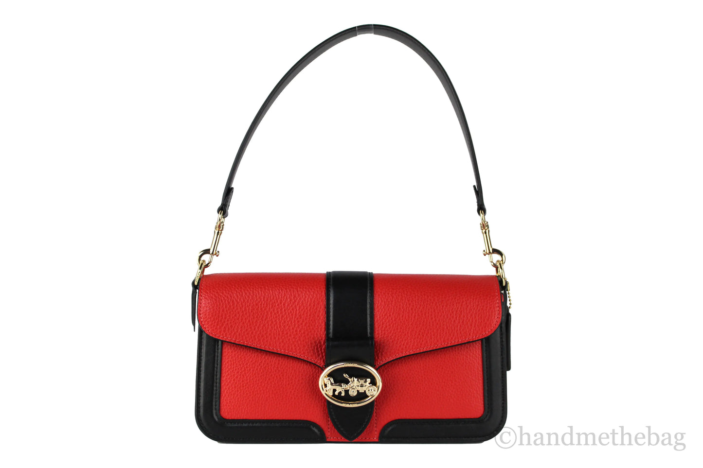 Coach Colorblock Bright Poppy Pebble Leather Georgie Shoulder Bag