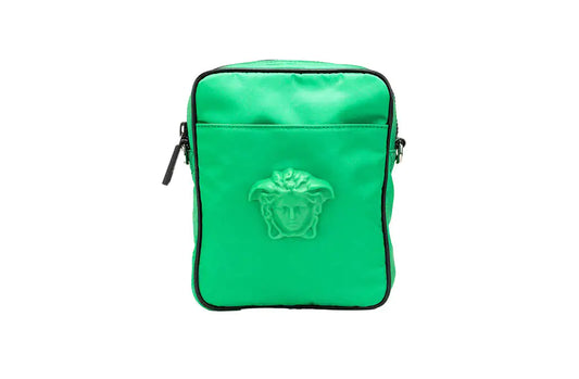 Versace Small Bright Green Nylon Matte Medusa Crossbody Bag