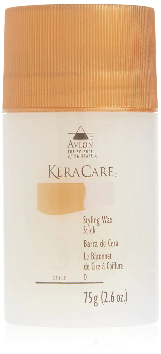 KeraCare Hair Wax Stick - 2.6 ounce - Castor Seed Oil - for Flyaways and Frizz - For All Hair Types - Slicked Back looks, Spikes, Braids, Twists, Tames Flyaways and Frizz, Wigs 2.6 Ounce (Pack of 1)