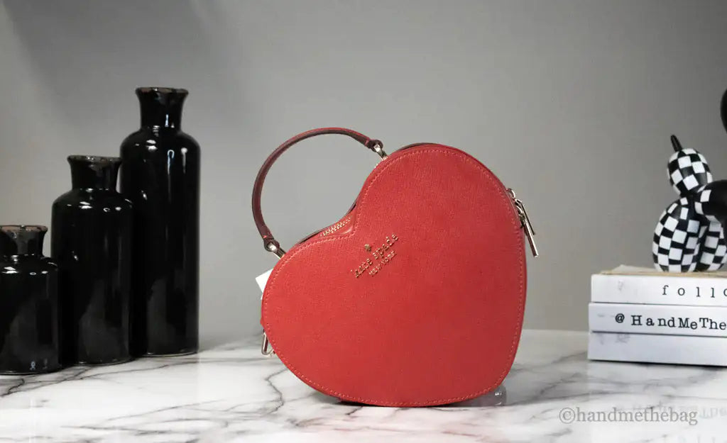 Kate Spade Love Shack Candied Cherry Saffiano Leather Top Handle Heart Crossbody Handbag