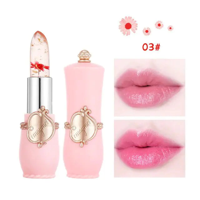 Moisturizer Lip Gloss Transparent Jelly Flower Lipstick