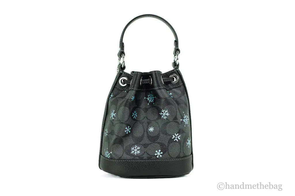 Coach Dempsey 15 Small Snowflake Black Coated Canvas Bucket