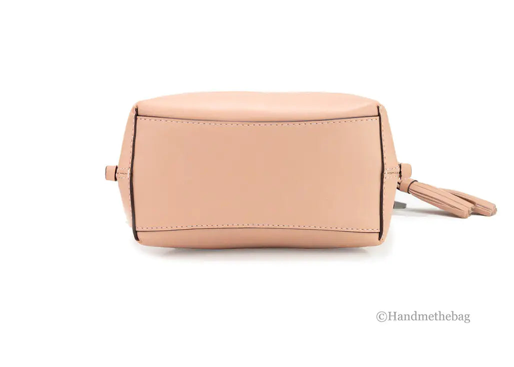 Coach Mollie 22 Shell Pink Straw Leather Bucket Crossbody