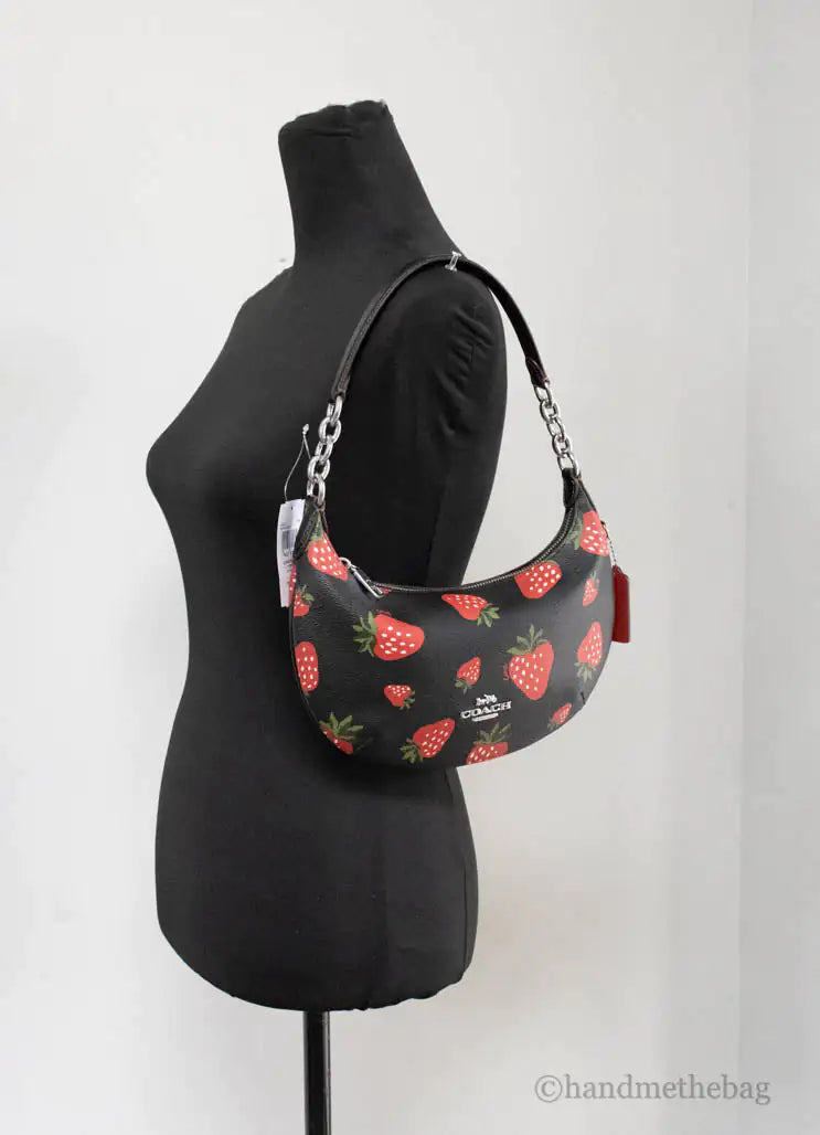 Coach Payton Small Wild Strawberry Coated Canvas Hobo Bag