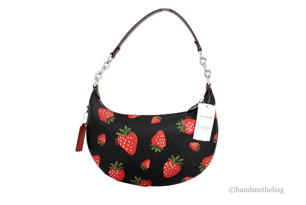 Coach Payton Small Wild Strawberry Coated Canvas Hobo Bag