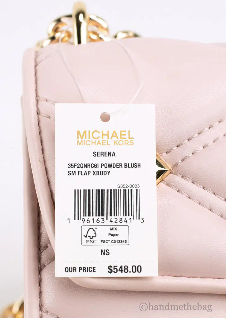 Michael Kors Serena Small Powder Blush Vegan Studded Crossbody