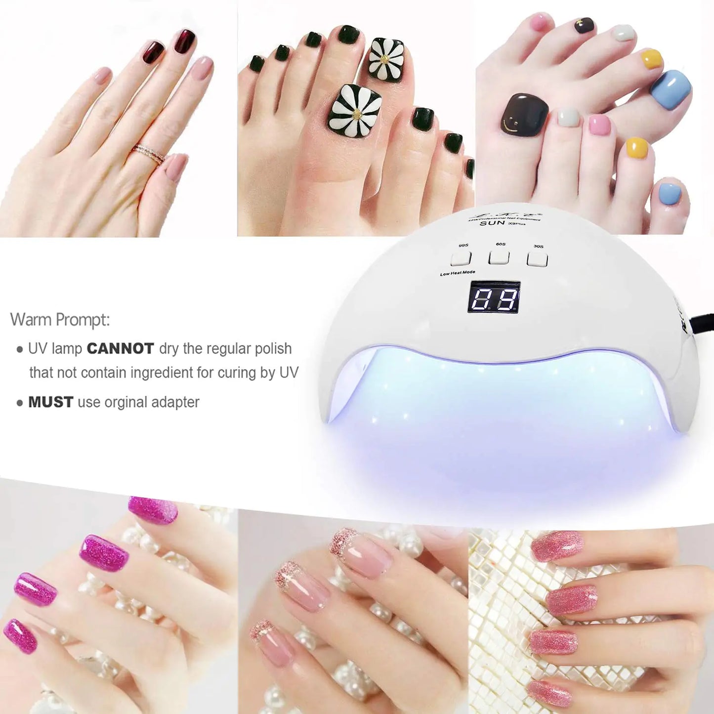 Gel UV LED Nail Polish Lamp, LKE Nail Dryer 40W LED Light with 3 Timers Professional for Nail Art Tools Accessories White