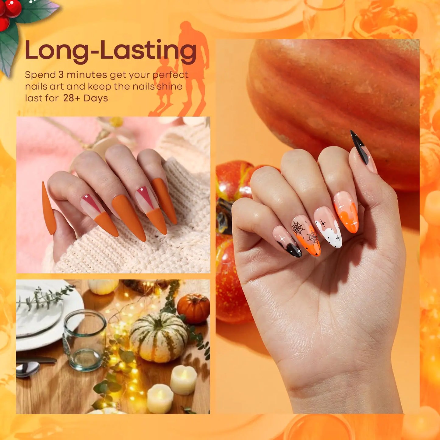 modelones Gel Nail Polish Set- 6 Colors Thanksgiving Day Orange Yellow Nail Polish Color Changing Gel Polish Kit Gray Black Nail Gel Kit Soak Off LED Nail Art Gifts DIY Salon Home A2 Thanksgiving