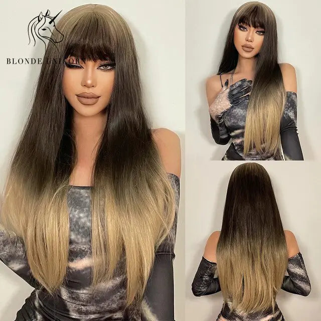 Synthetic Long Brown Wig