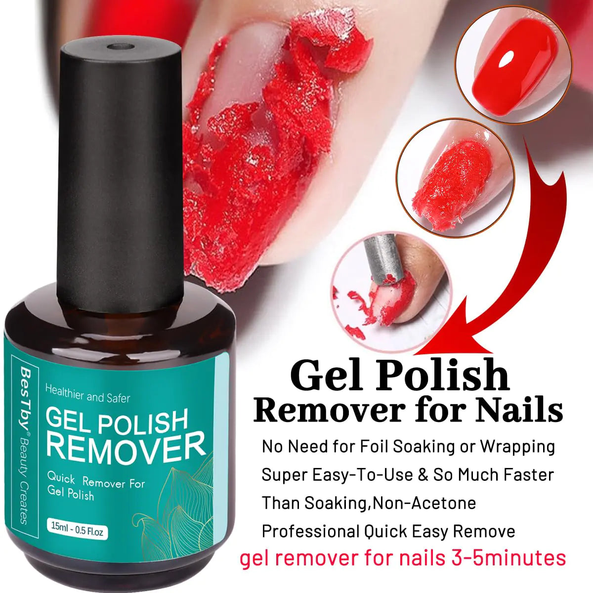 Gel Nail Polish Remover - Gel Polish Remover 2-5 Minute with Cuticle Oil, Remover Cream, Trimmer Pusher, Liquid Latex Tape - Soften, Moisturize, Protect Your Nails Gel Polish Remover Kit