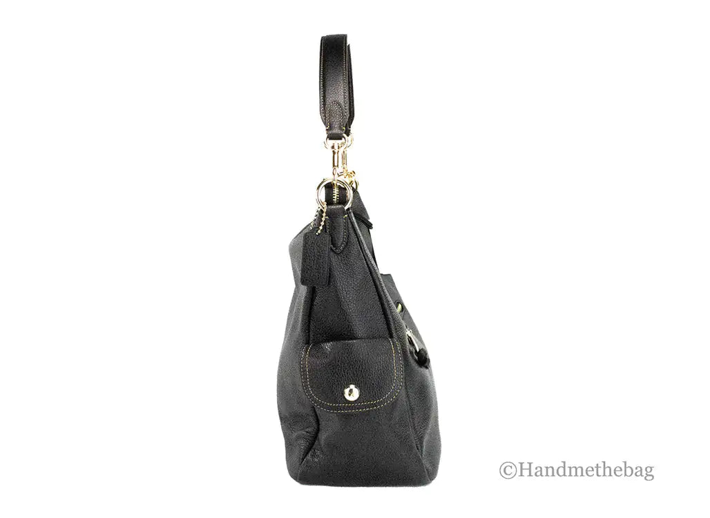 Coach Pennie Black Pebbled Leather Shoulder Bag Crossbody Handbag