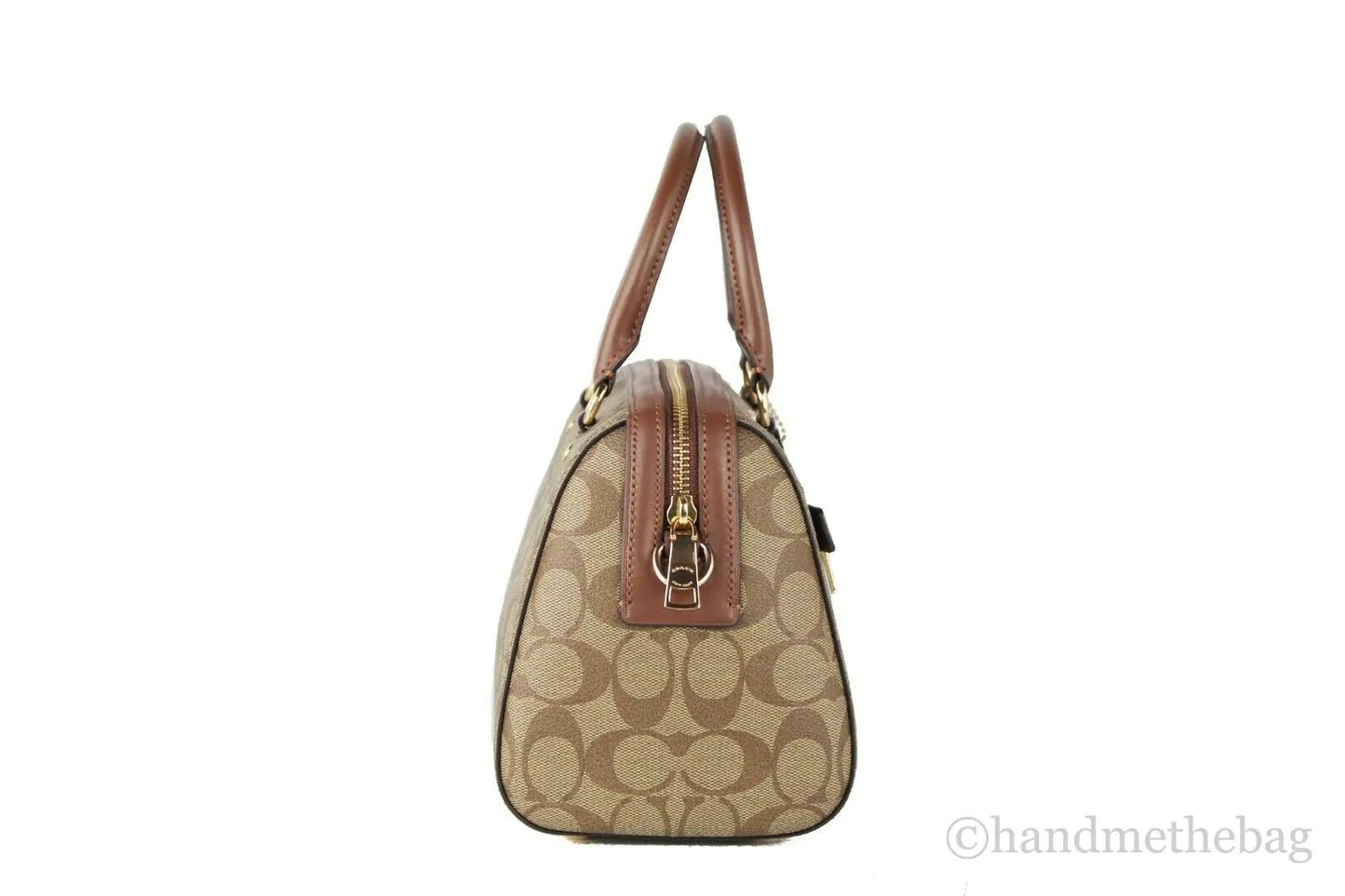 Coach (F83607) Rowan Khaki Saddle Leather Medium Satchel Crossbody Bag Handbag