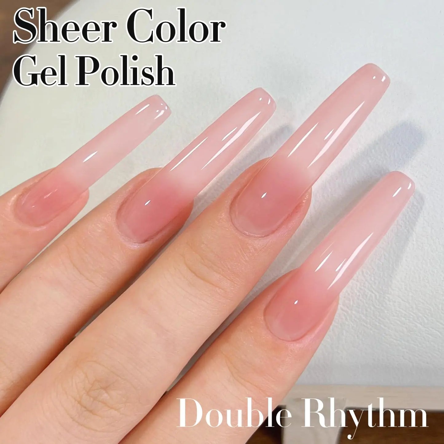 Double Rhythm Translucent Gel Polish Sheer Neutral Natural Light Milky Same Color Same Bottle 15ML Jelly Nail Polish Nail Art DIY at Home (Milky Rose Pink-A1380)