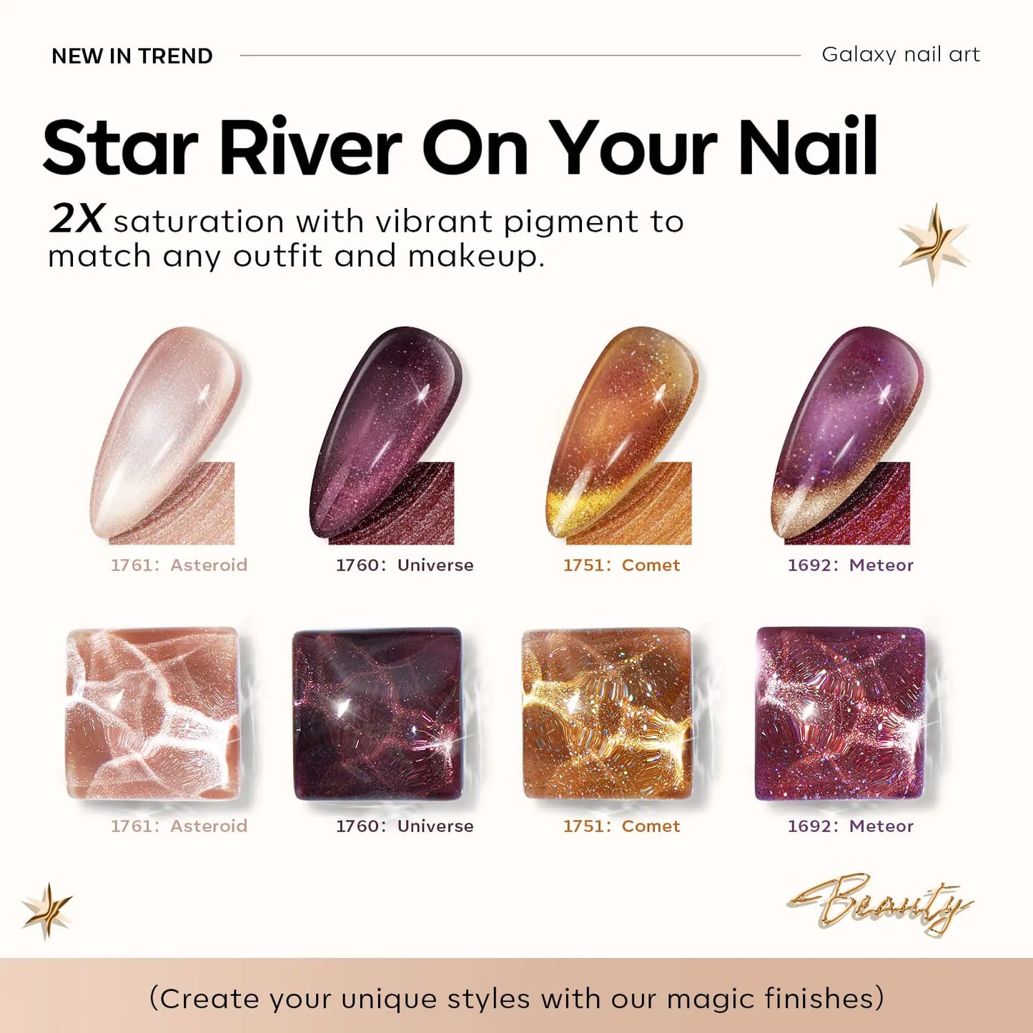 modelones Cat Eye Gel Nail Polish Set 6 Colors, Glitter Nude Shiny Champagne Burgundy Gold Magnetic Effect Sparkle Stunning Home Nail Art Gel Kit Gift A- Cosmo Party