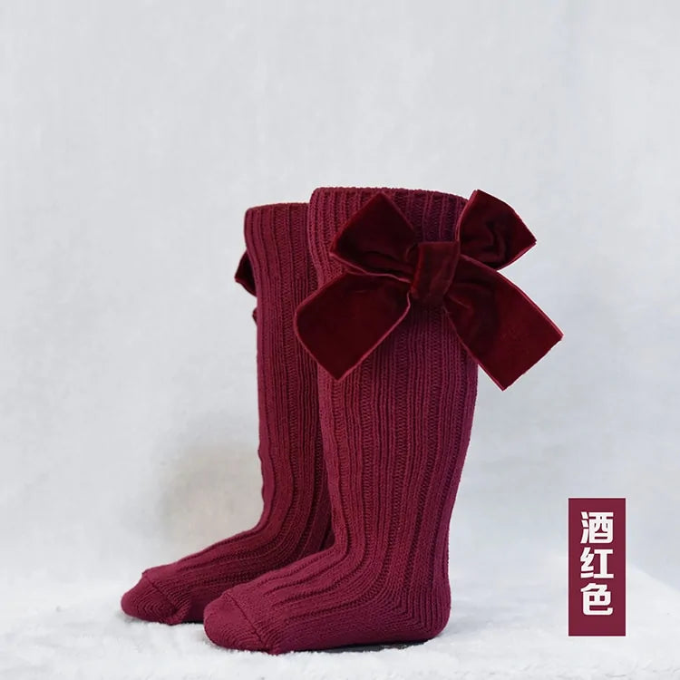 Girl’s Velvet Bow Socks