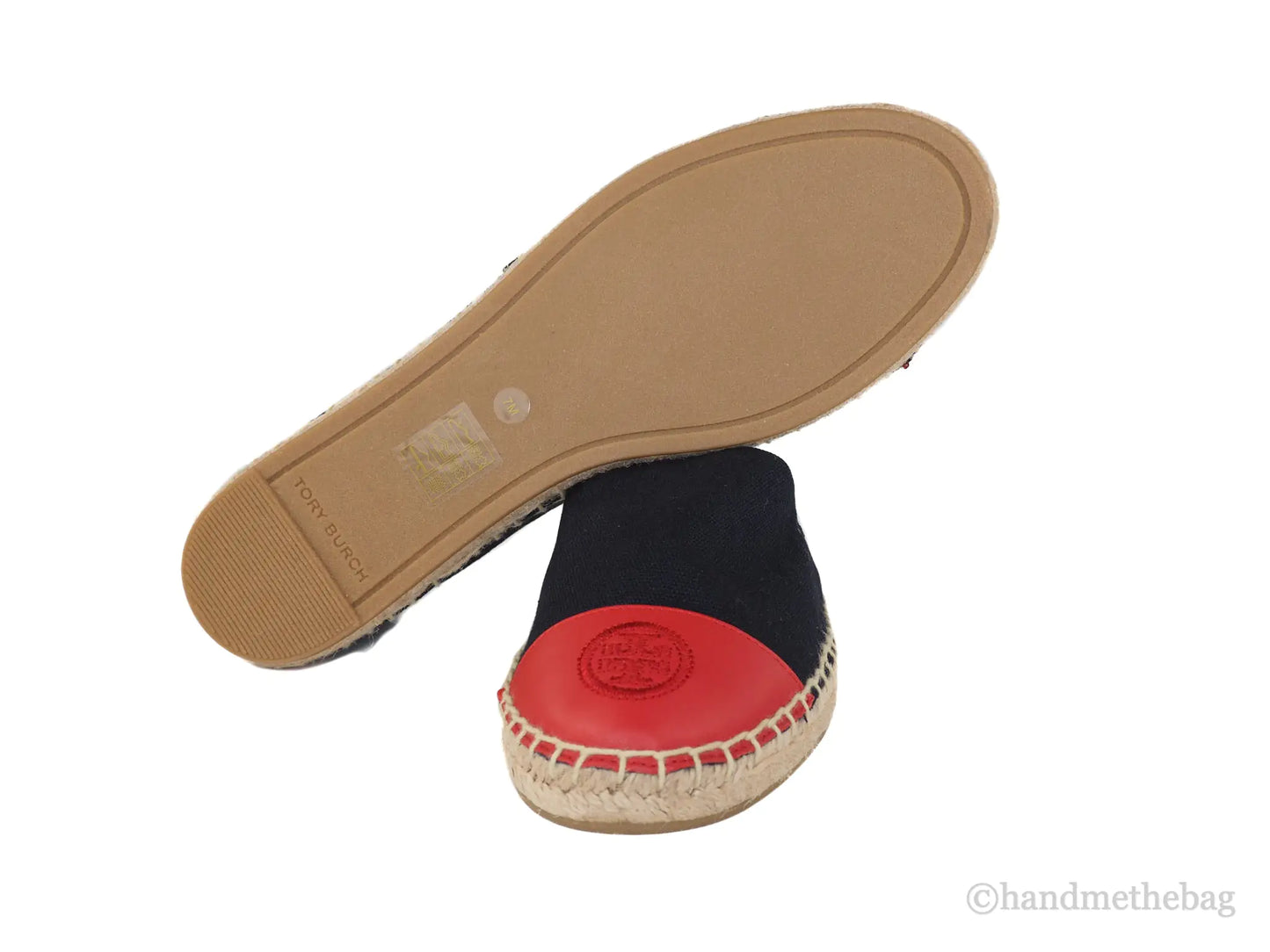 Tory Burch Recycled Canvas Navy Red Colorblock Espadrilles