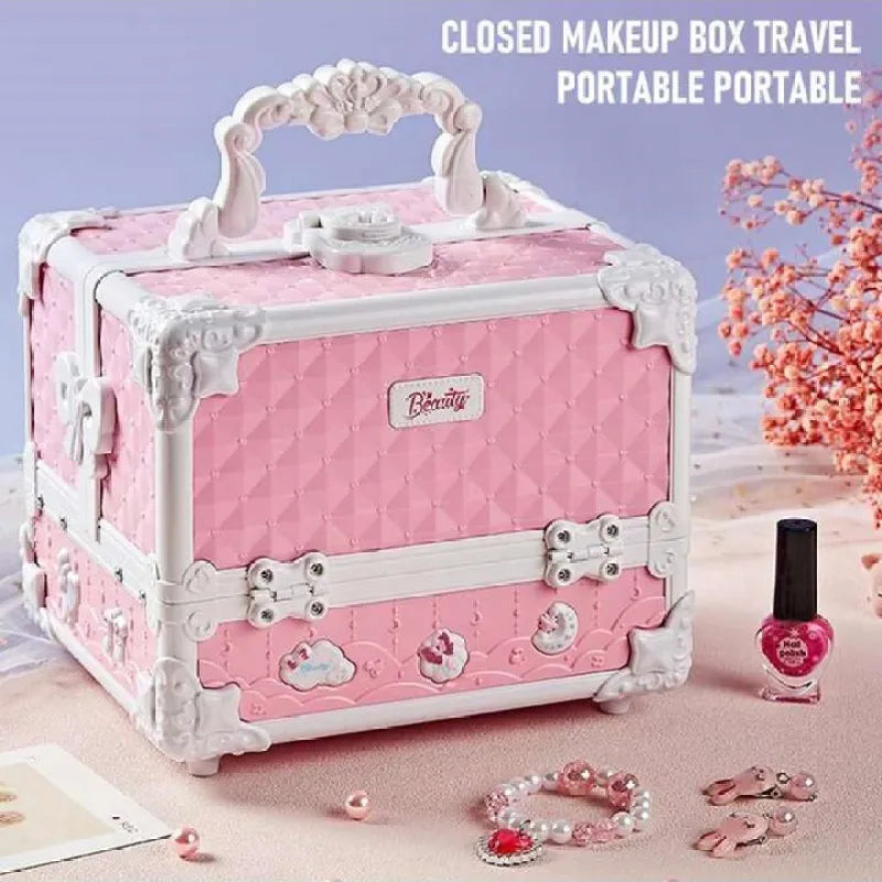 Children's Cosmetics Makeup Set Portable Box Simulation Nail Polish Play House Girl's Birthday Gift