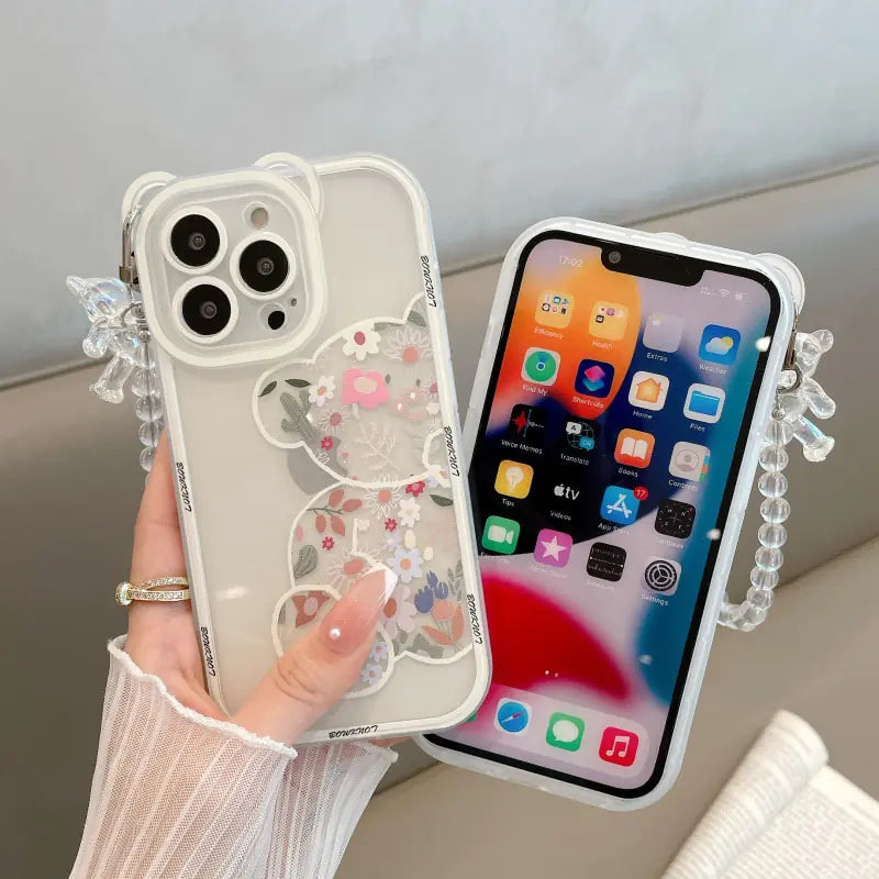 3D Bear Bracelet Soft Silicone Phone Case