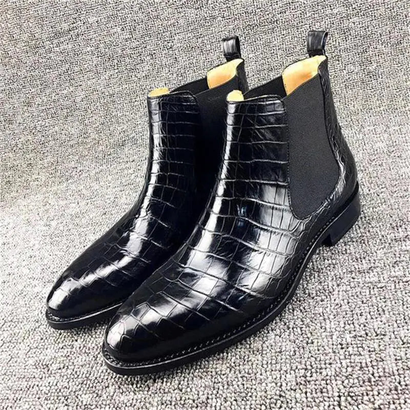 The Croci Unique Crocodile Pattern Leather Boots